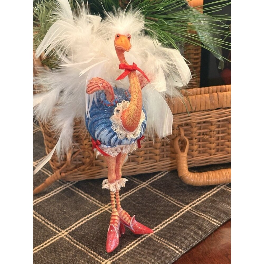 Patience Brewster Krinkles Ornament Ostrich With Feathers Dept 56 Christmas 8”